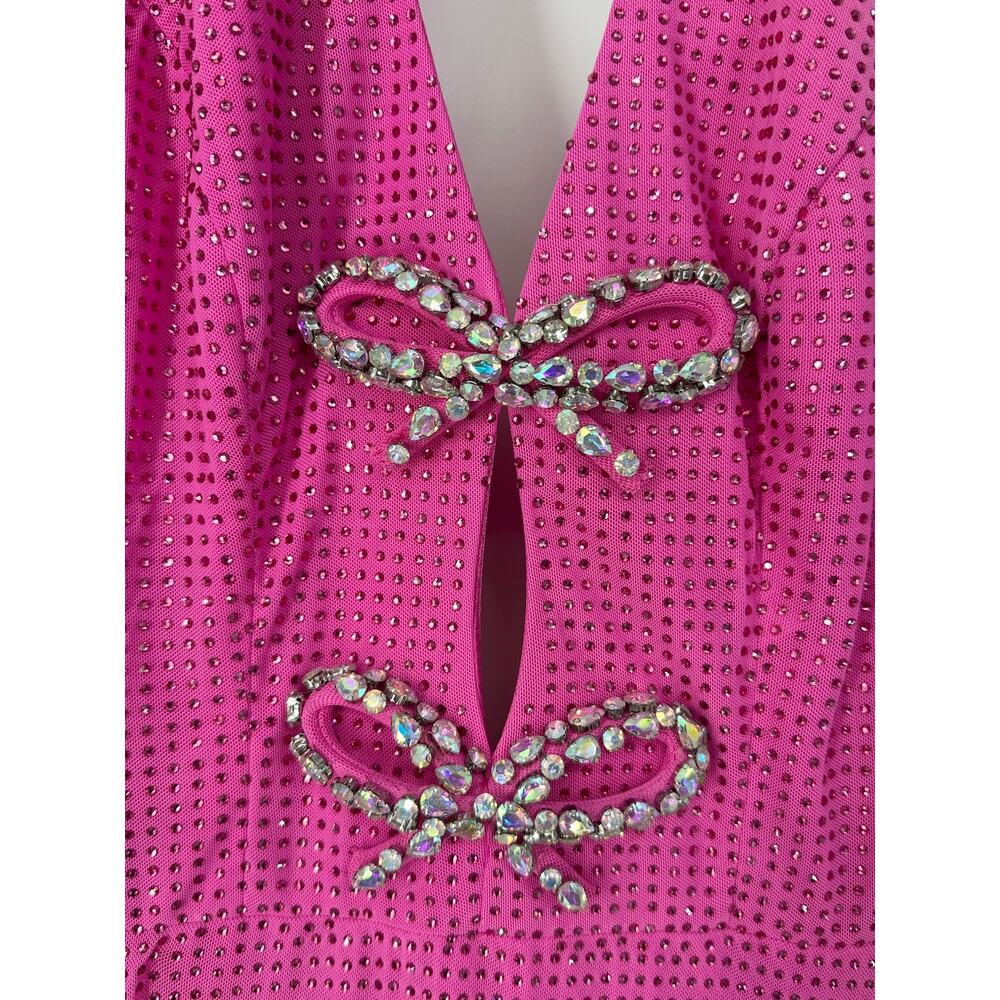 Portia & Scarlett PS25277 Maxi Dress Crystal Bow Halter Pageant Prom Formal Gown - Picture 5 of 9